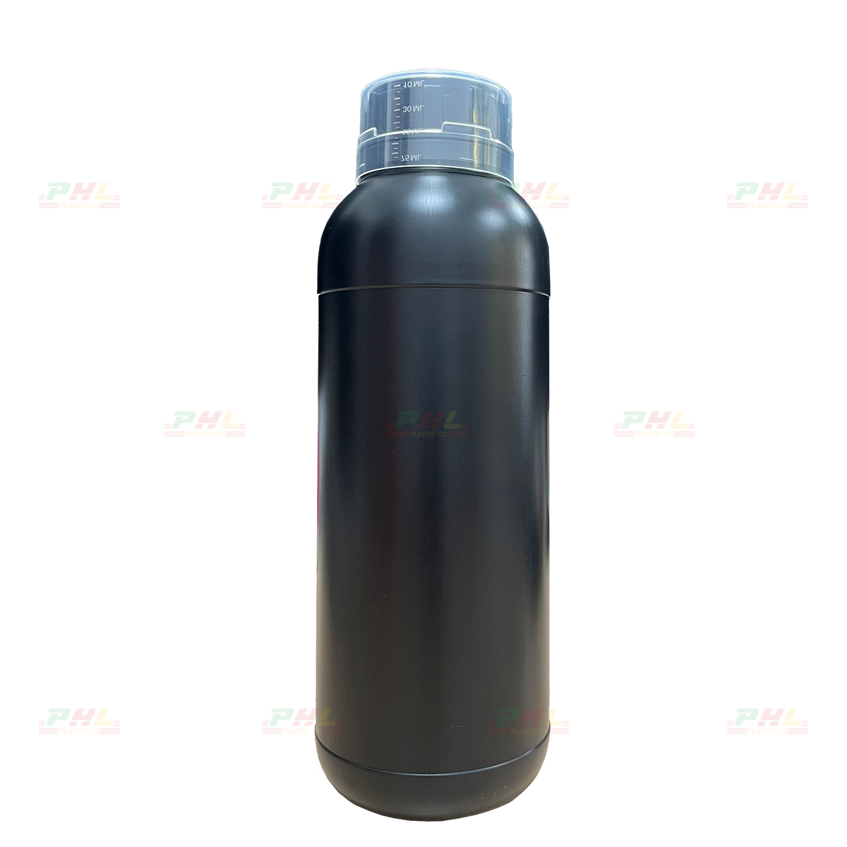 Chai HDPE/COEX 1000mL (1Lit) ø50mm Tròn Hai Gờ - Đen