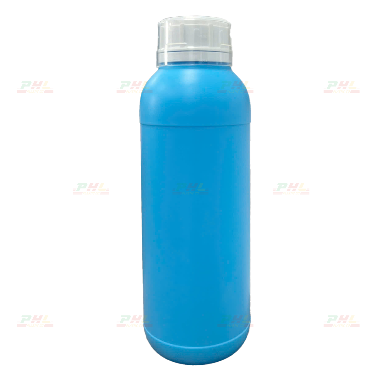 Chai HDPE/COEX 1000mL (1Lit) ø50mm Tròn Hai Gờ - Xanh Thiên Thanh