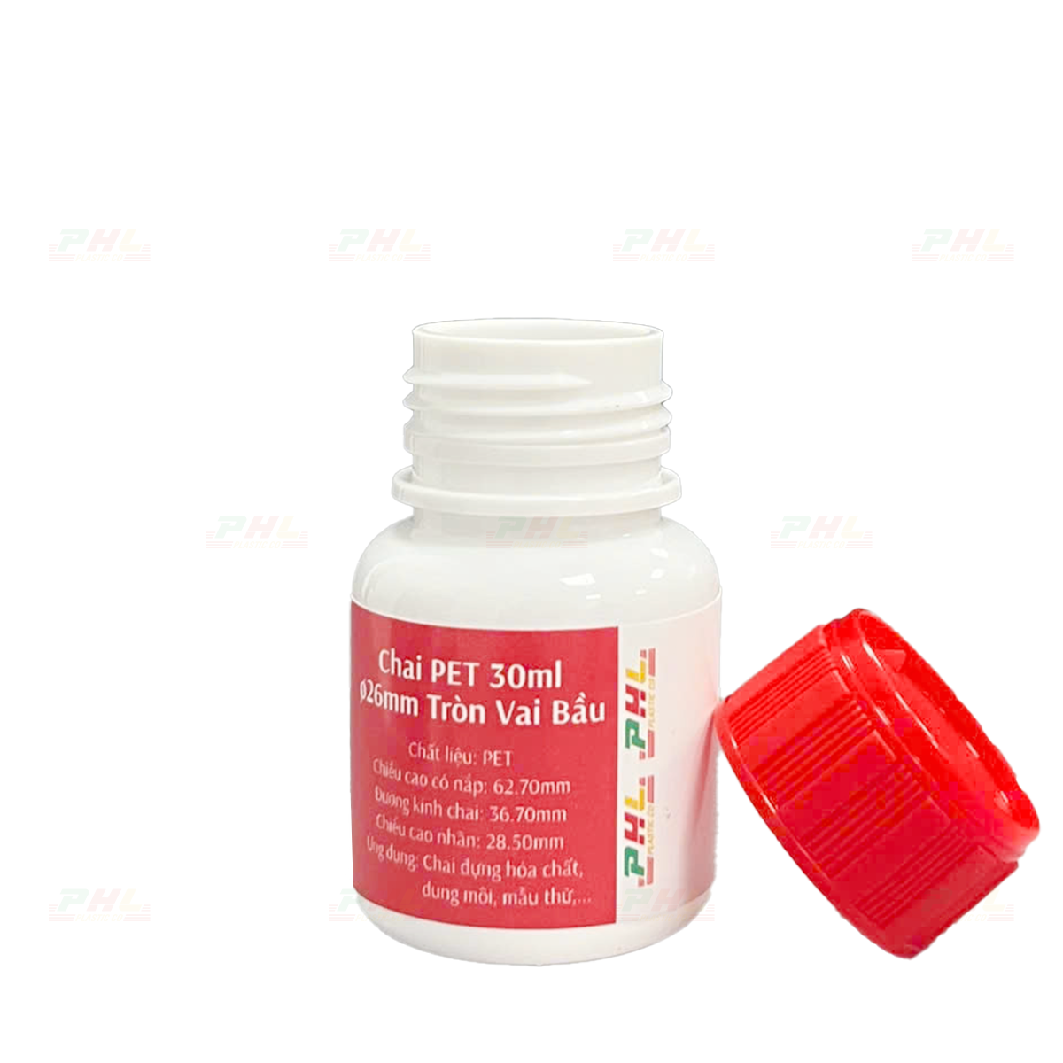 Chai PET 30mL ø26mm Tròn Vai Bầu - Trắng Sữa