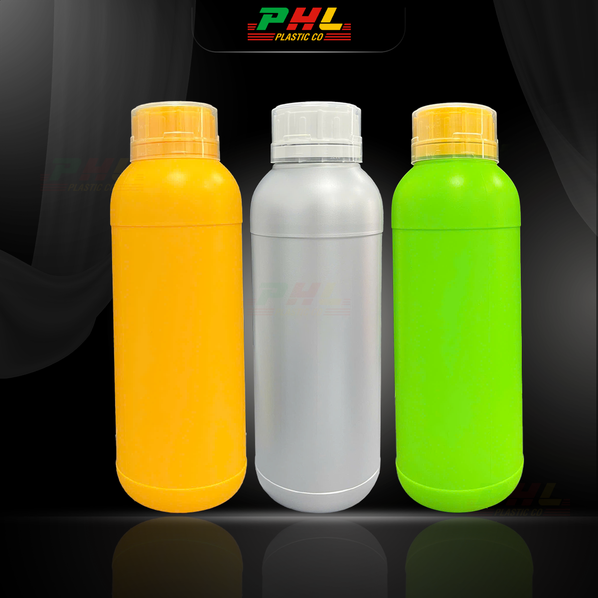 Chai HDPE/COEX 1000mL (1Lit) ø50mm Tròn Hai Gờ - Trắng Sữa
