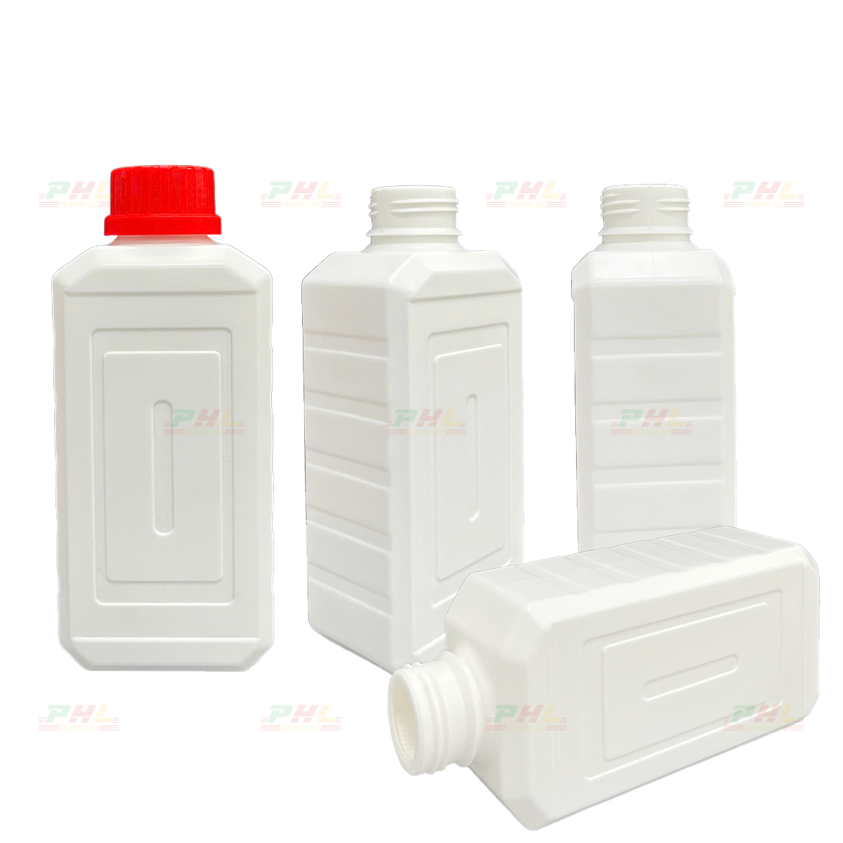 Chai HDPE/COEX 1000mL (1Lit) ø43mm Vuông - Trắng Sữa