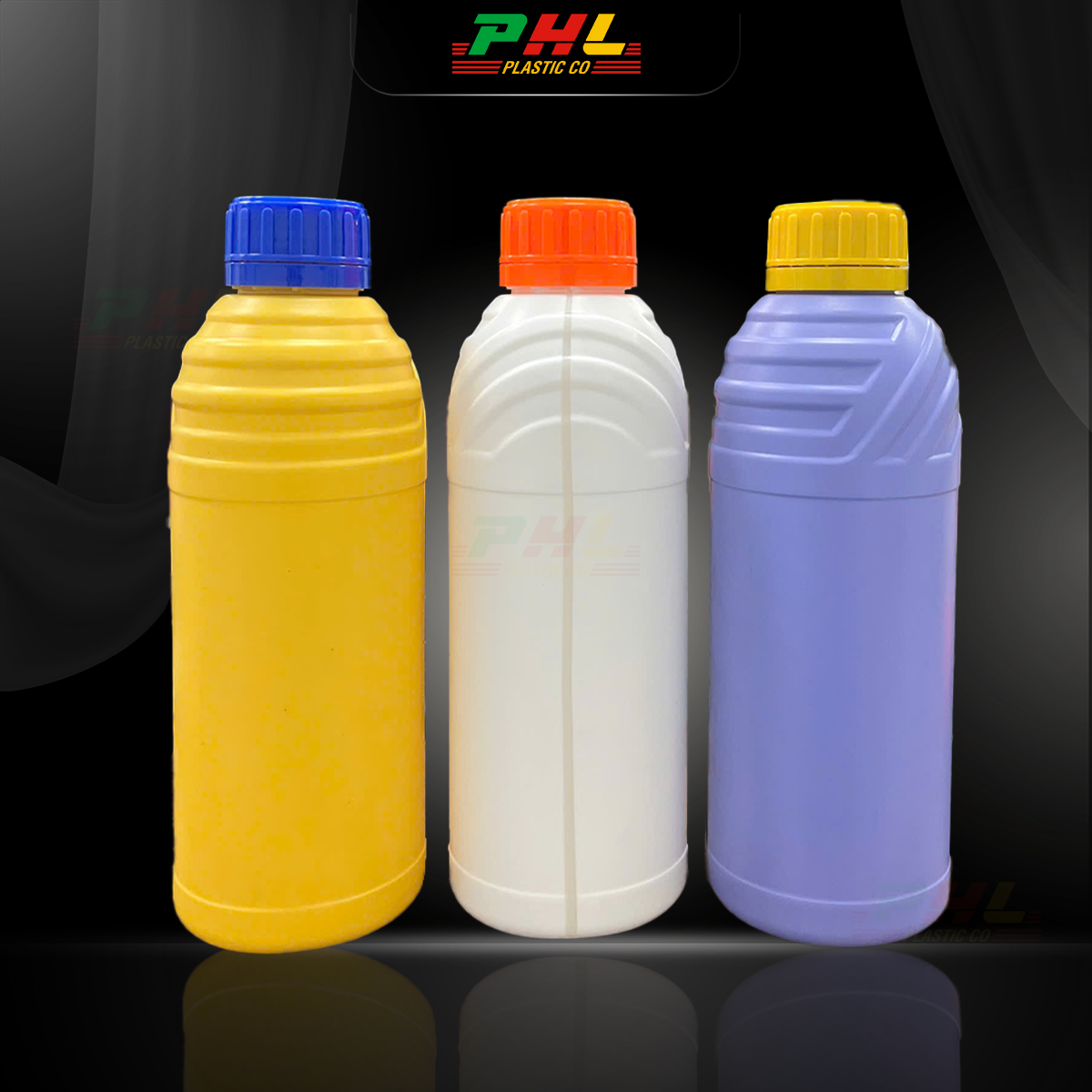 Chai HDPE/COEX 1000mL (1Lit) ø425mm Tròn Vai Gân - Trắng Sữa