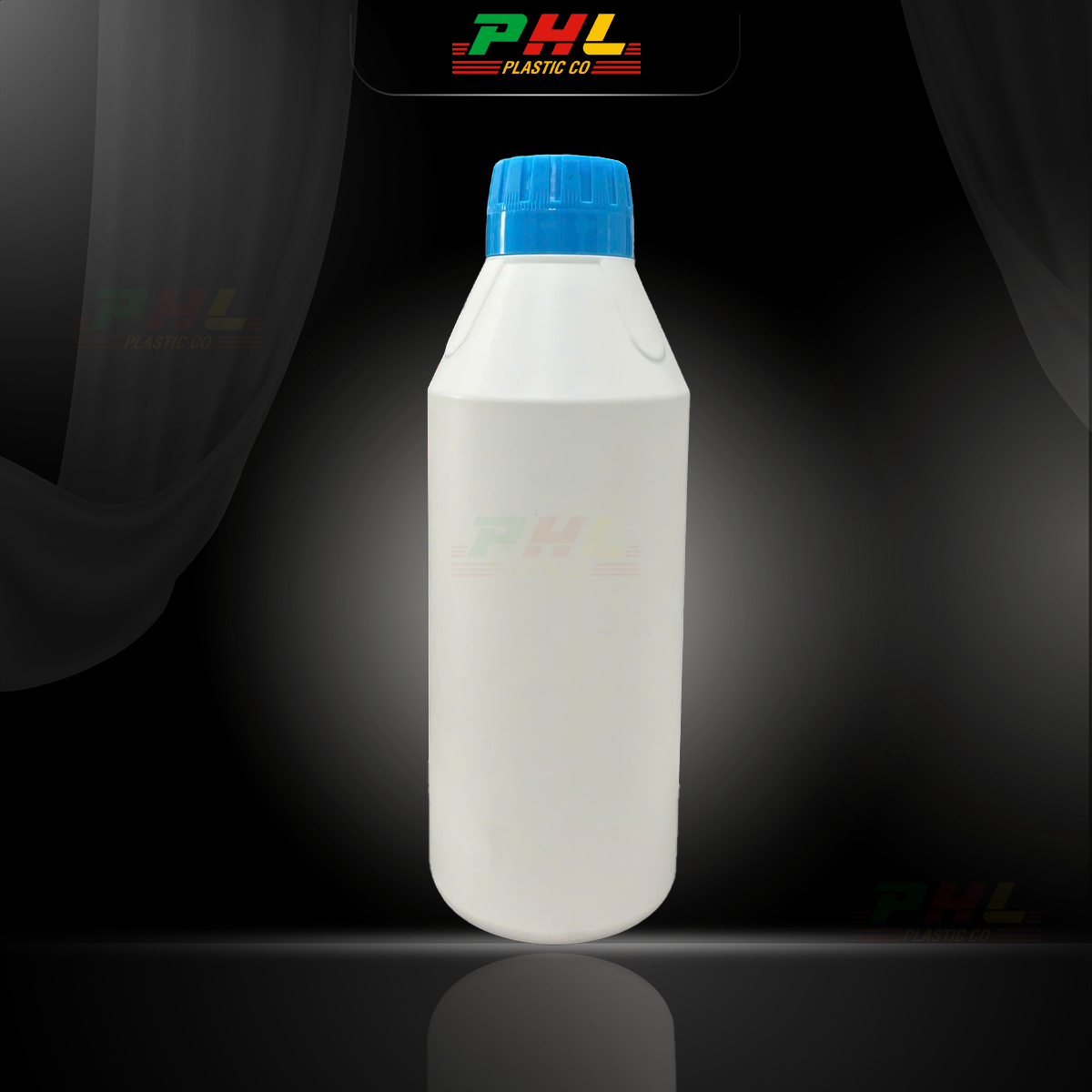 Chai HDPE/COEX 1000mL (1Lit) ø43mm Tròn 3 Cạnh - Trắng Sữa
