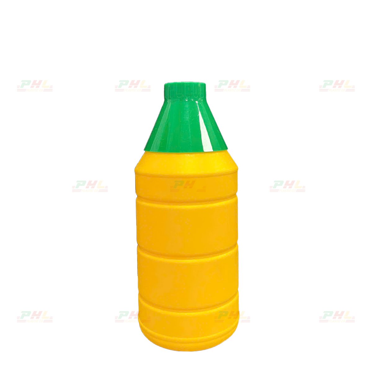 HDPE/COEX Bottle 1000mL ø34mm Ribbed Round - Yellow