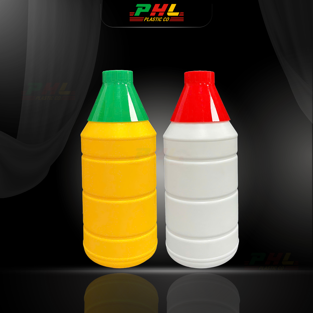 HDPE/COEX Bottle 1000mL ø34mm Ribbed Round - White
