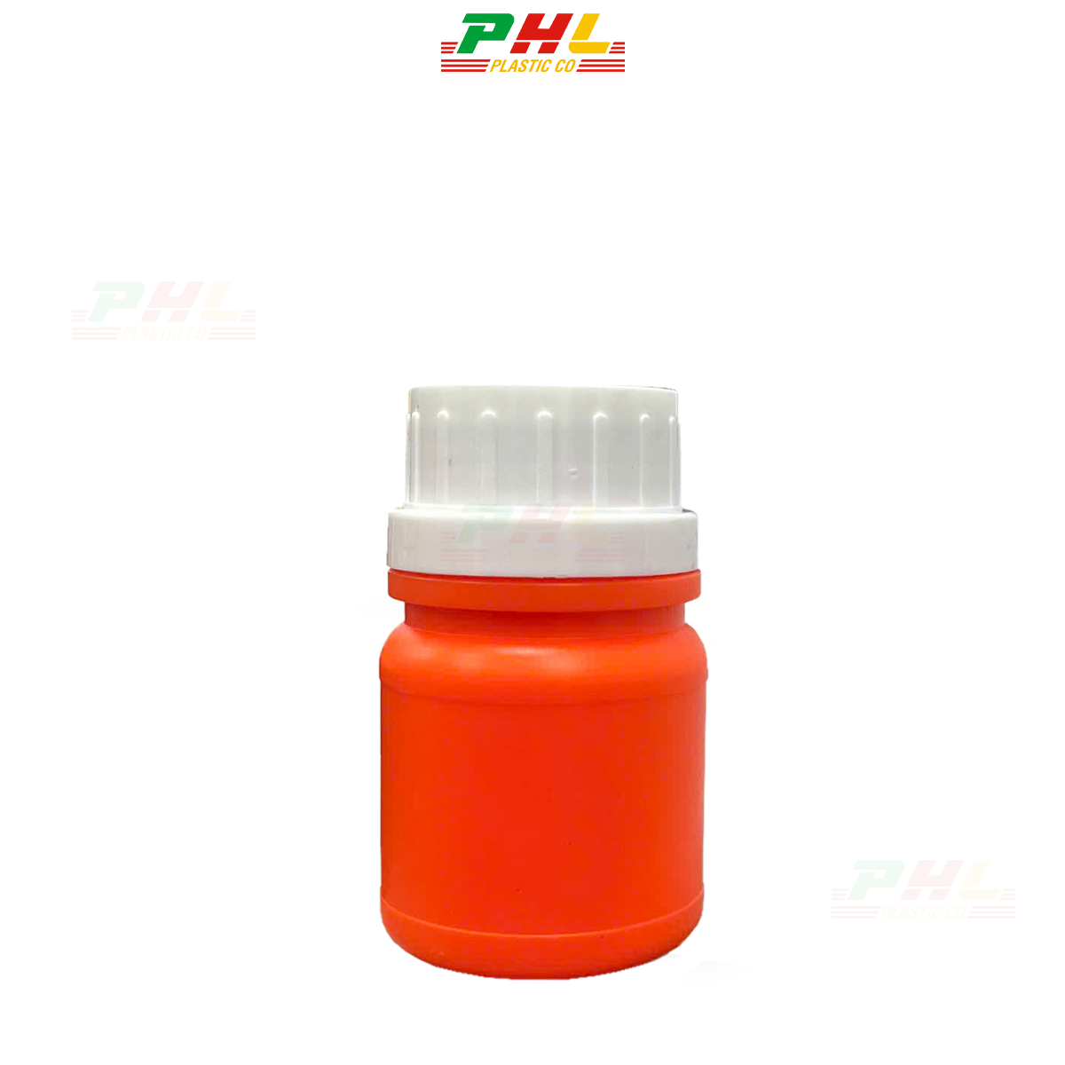 HDPE/COEX Bottle 50mL ø33mm Round, Double Ridges - Fresh Oranges