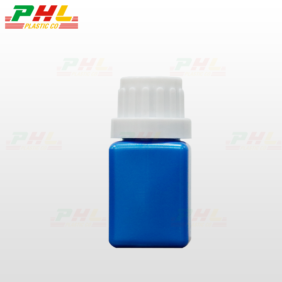 Chai HDPE/COEX 25mL ø21mm Vuông - Metallic Blue