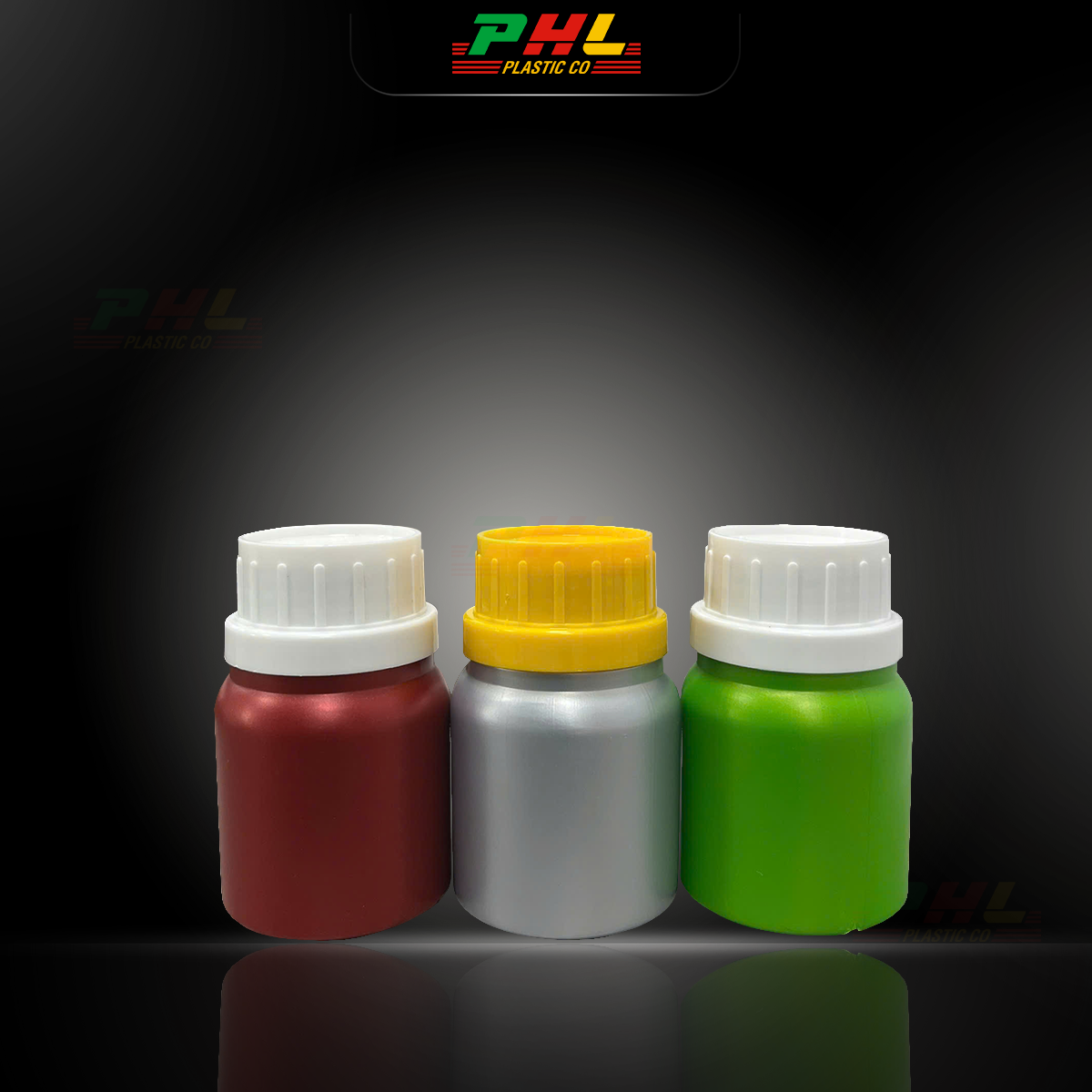 Chai HDPE/COEX 50mL ø33mm Tròn - Metallic Silver