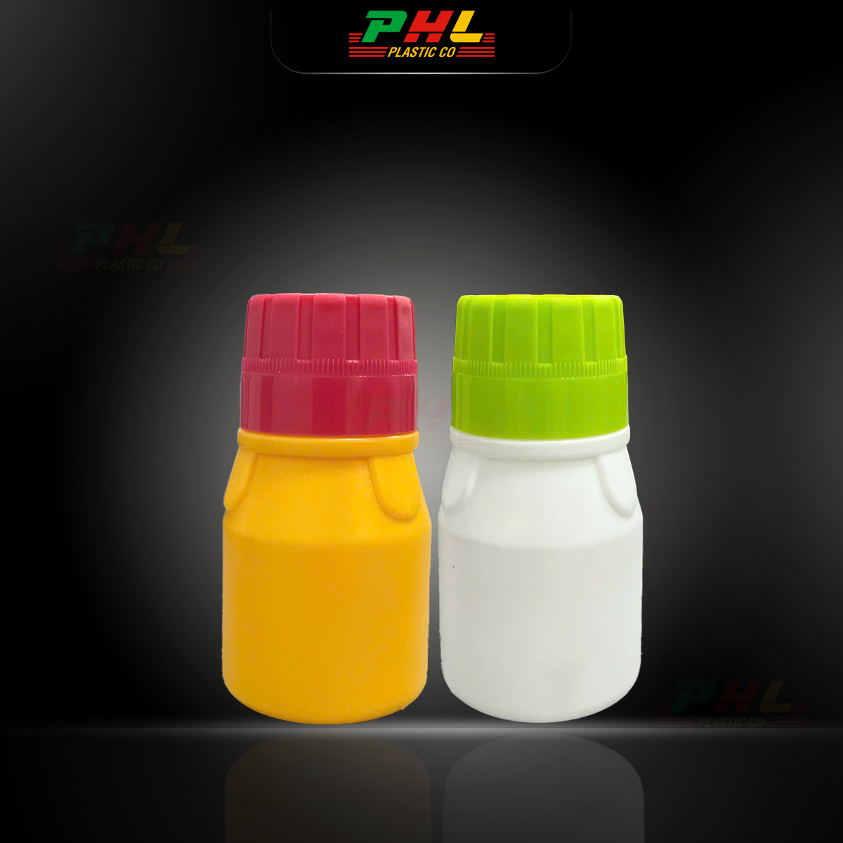 HDPE/COEX Bottle 50mL ø32mm Round, Tri-Ridge - White