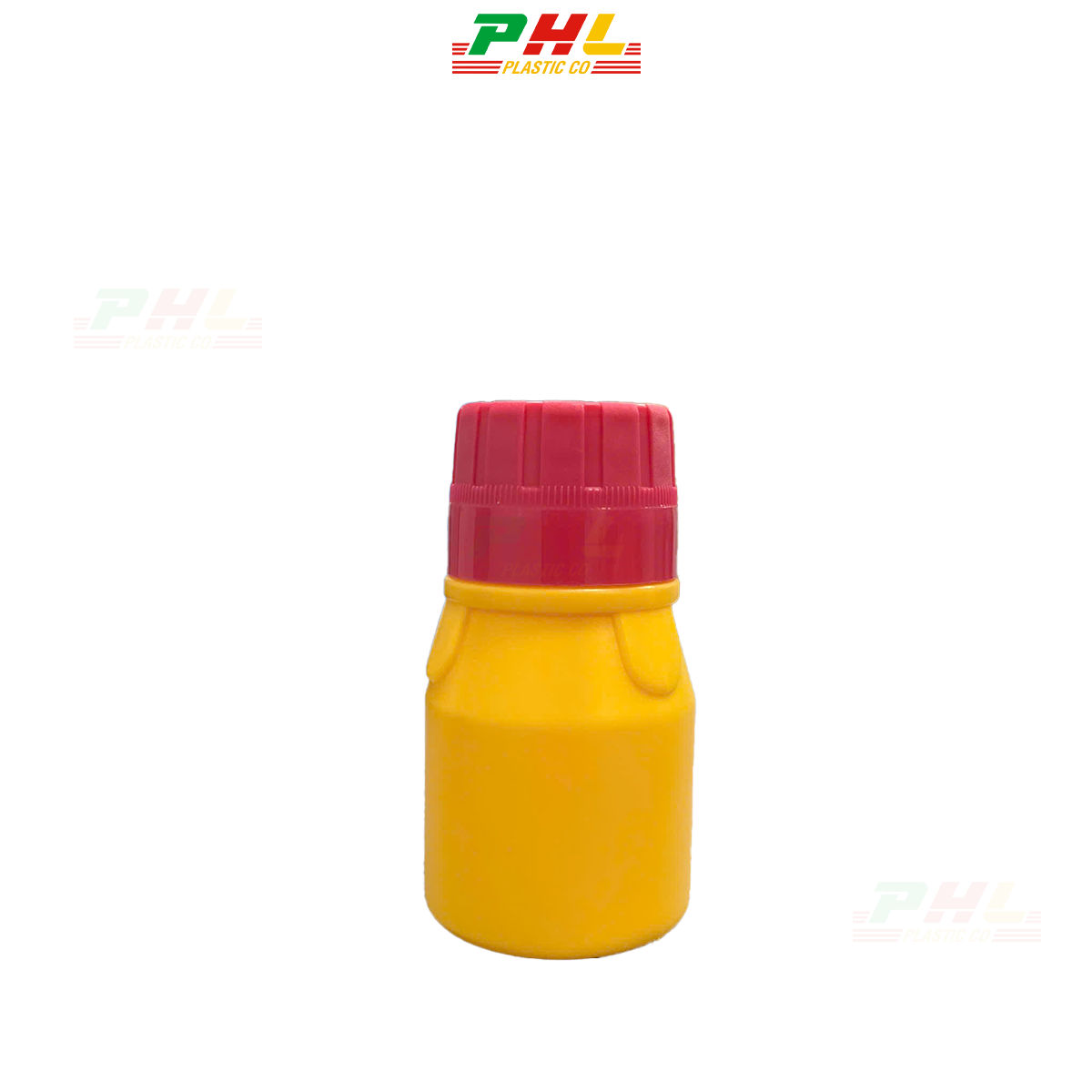 HDPE/COEX Bottle 50mL ø32mm Round, Tri-Ridge - Yellow