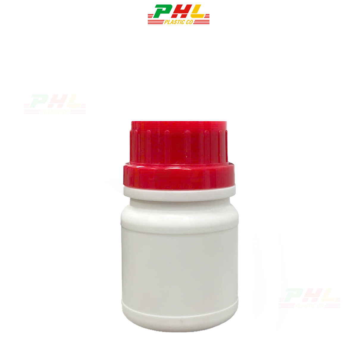 HDPE/COEX Bottle 50mL ø33mm Round, Double Ridges - White
