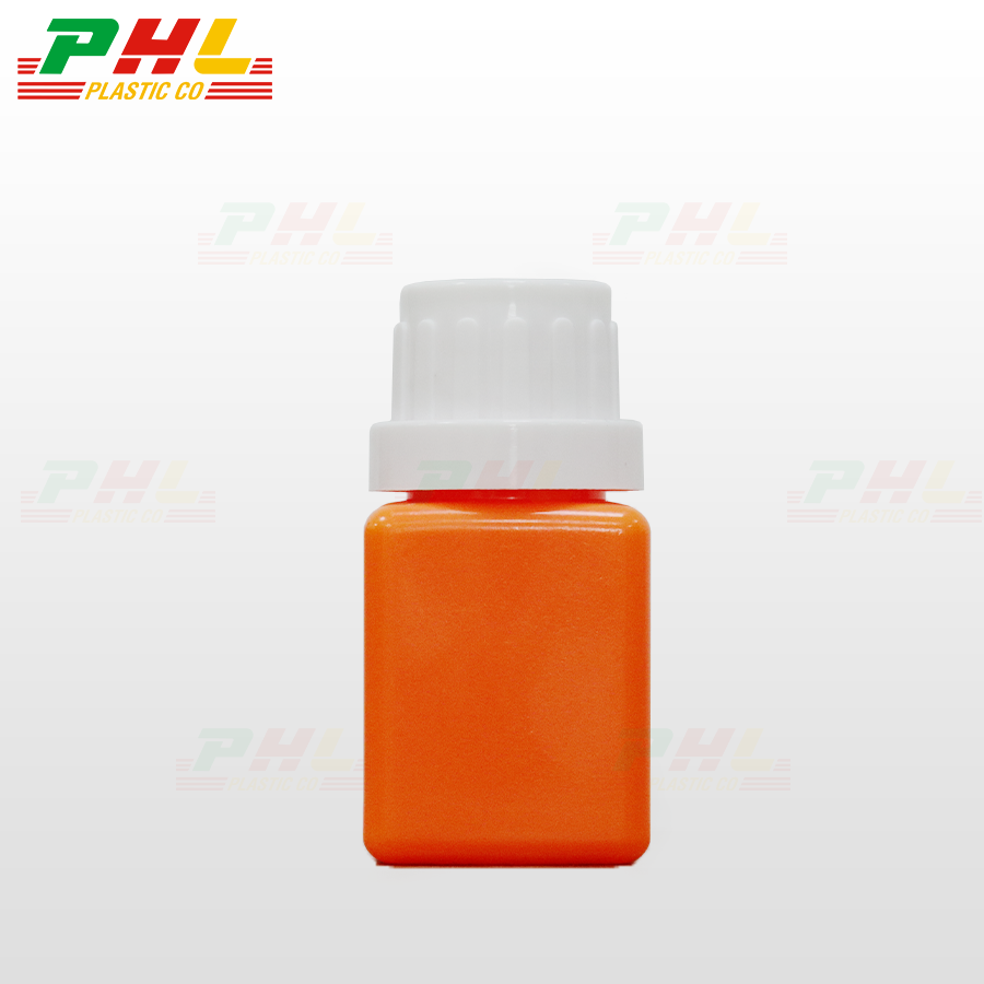 Chai HDPE/COEX 25mL ø21mm Vuông - Cam Tươi