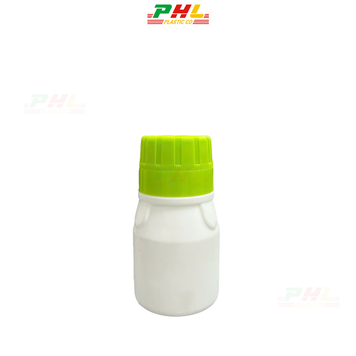 HDPE/COEX Bottle 50mL ø32mm Round, Tri-Ridge - White