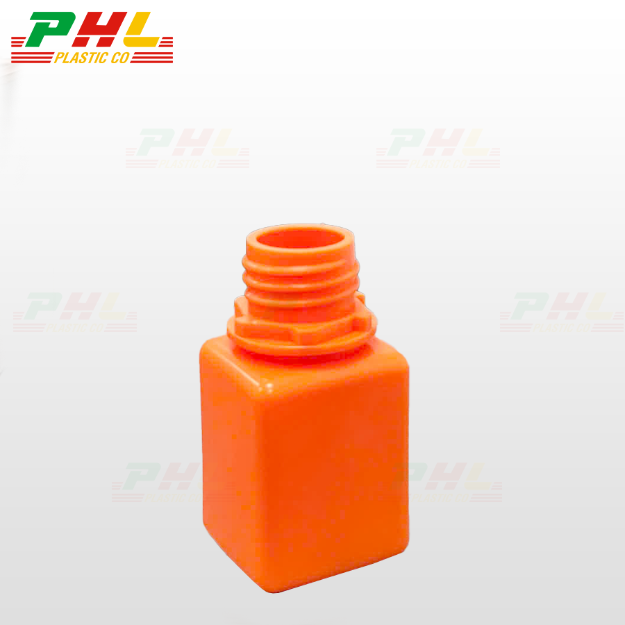 Chai HDPE/COEX 25mL ø21mm Vuông - Cam Tươi