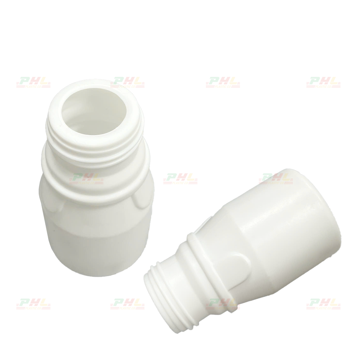 HDPE/COEX Bottle 50mL ø32mm Round, Tri-Ridge - White