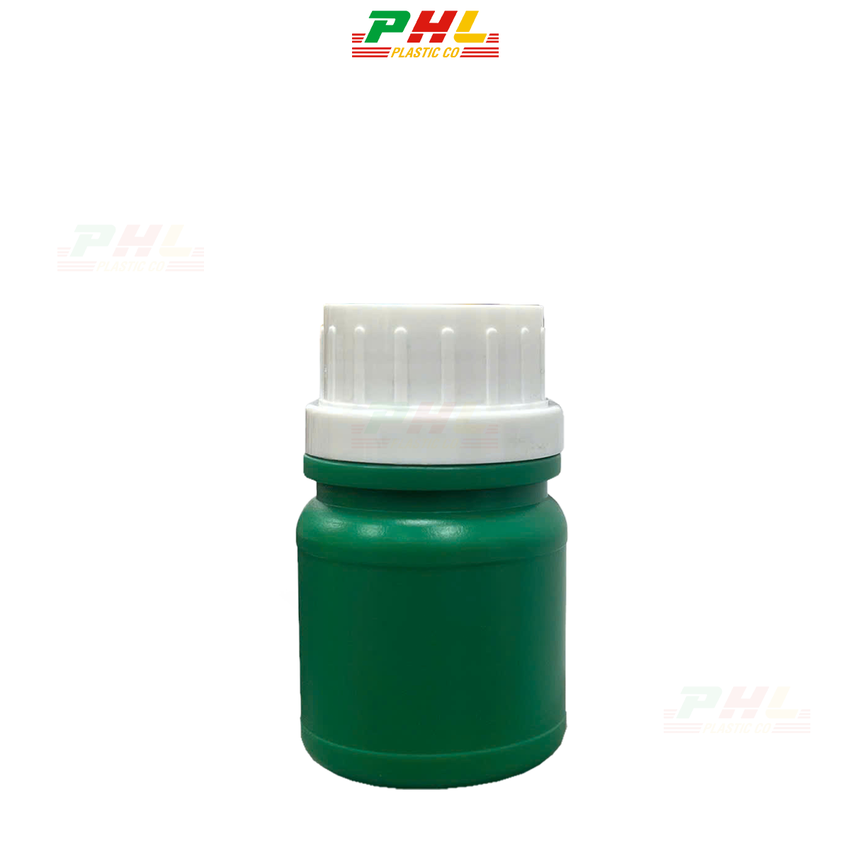 HDPE/COEX Bottle 50mL ø33mm Round, Double Ridges - Dark Green