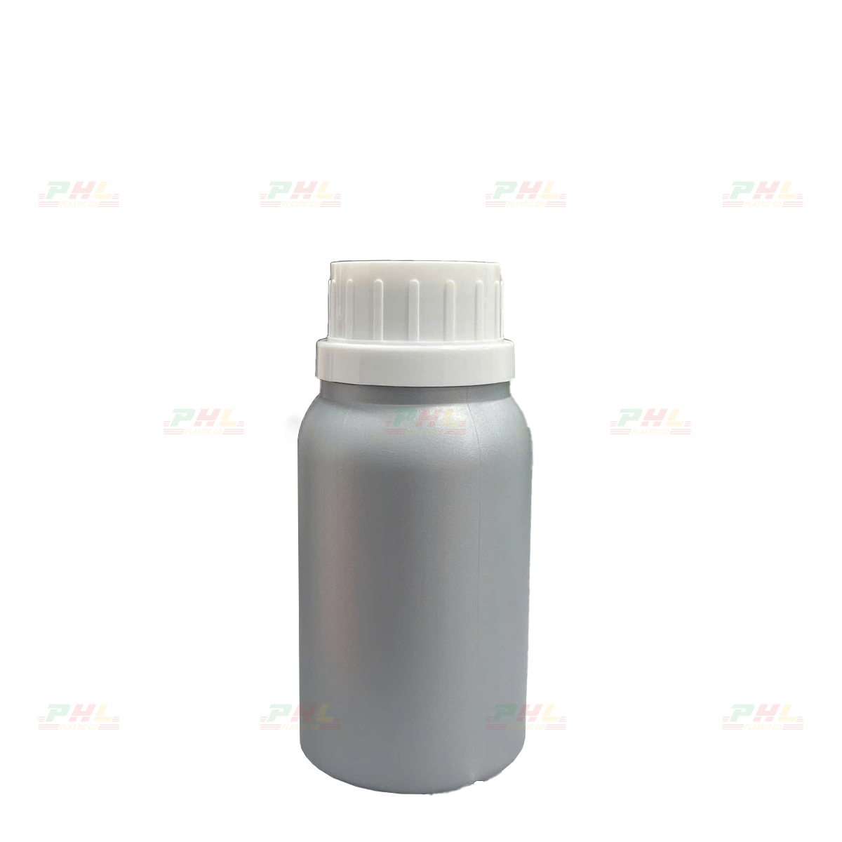 HDPE/COEX 100mL Bottle – ø33mm, Round, Smooth Body - Metallic Silver