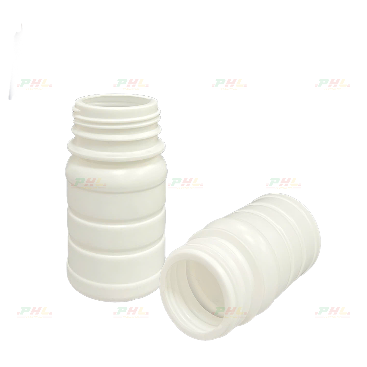 Chai HDPE/COEX 100mL ø45mm Tròn Gân - Trắng Sữa