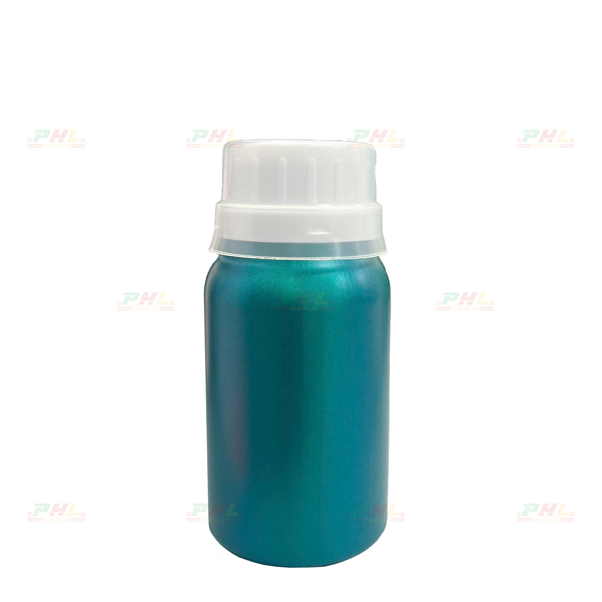 HDPE/COEX 100mL Bottle – ø33mm, Round, Smooth Body - Metallic Green