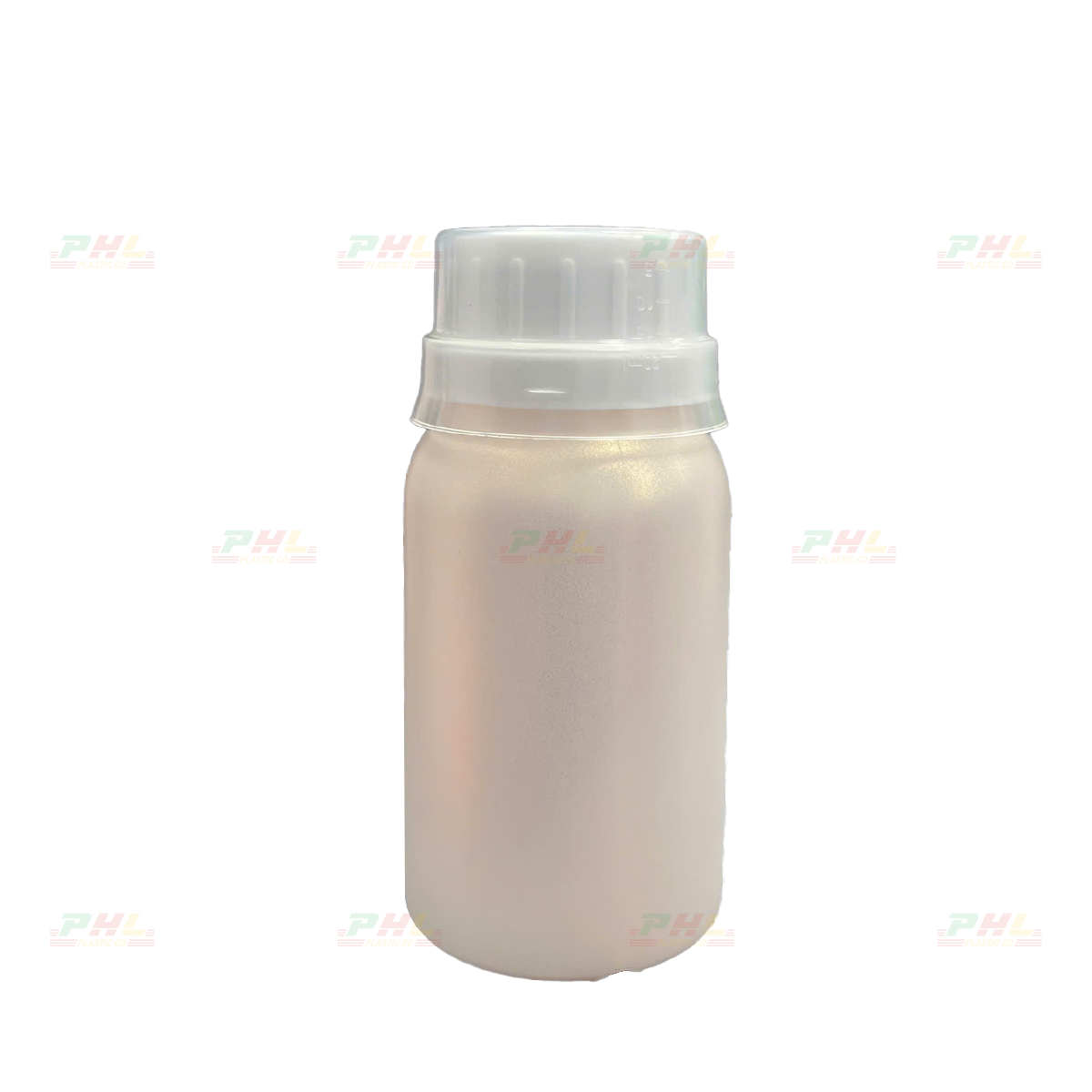 HDPE/COEX 100mL Bottle – ø33mm, Round, Smooth Body - Metallic Cream