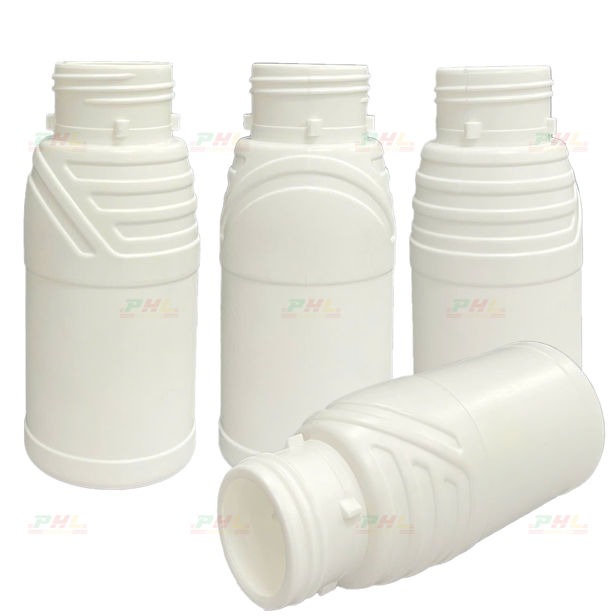 HDPE/COEX 250mL ø42.5mm Ribbed Shoulder Round Bottle - Milky White