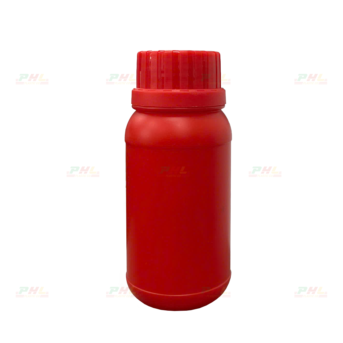 HDPE/COEX 250mL ø43mm Round Bottle with Dual Ribs - Red