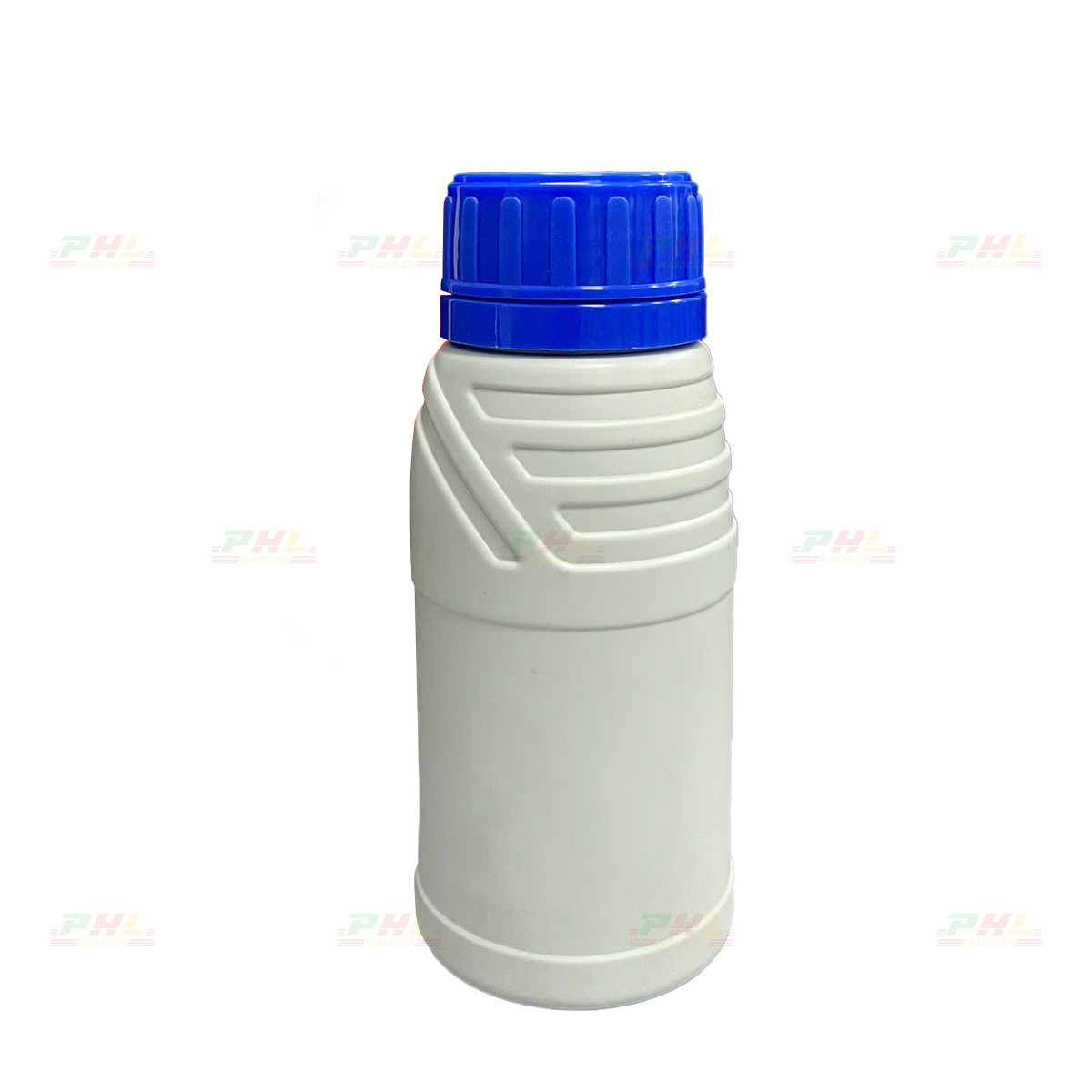 HDPE/COEX 250mL ø42.5mm Ribbed Shoulder Round Bottle - Gray