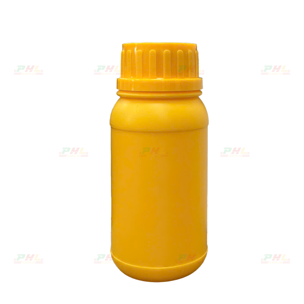 HDPE/COEX 250mL ø43mm Round Bottle with Dual Ribs - Yellow