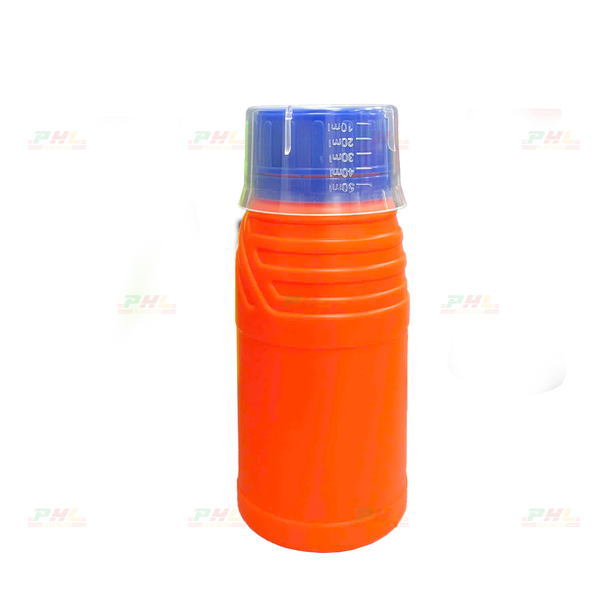 HDPE/COEX 250mL ø42.5mm Ribbed Shoulder Round Bottle - Fresh Orange