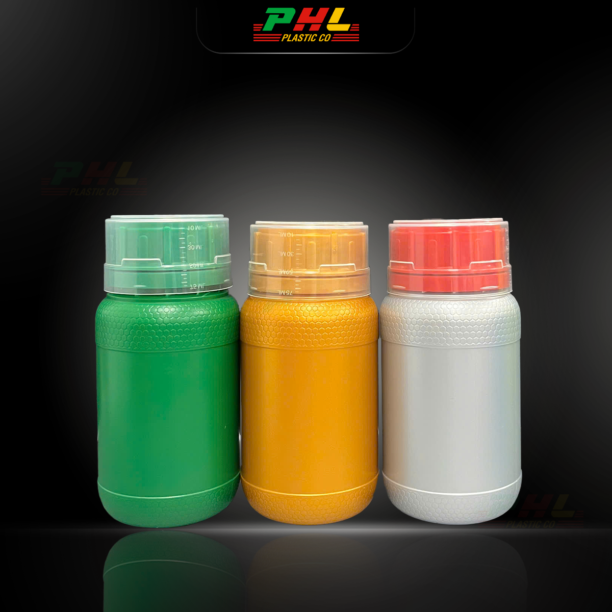 Chai HDPE/COEX 300mL ø50mm Tròn 2 Gờ Vai Beehive - Metallic Gold