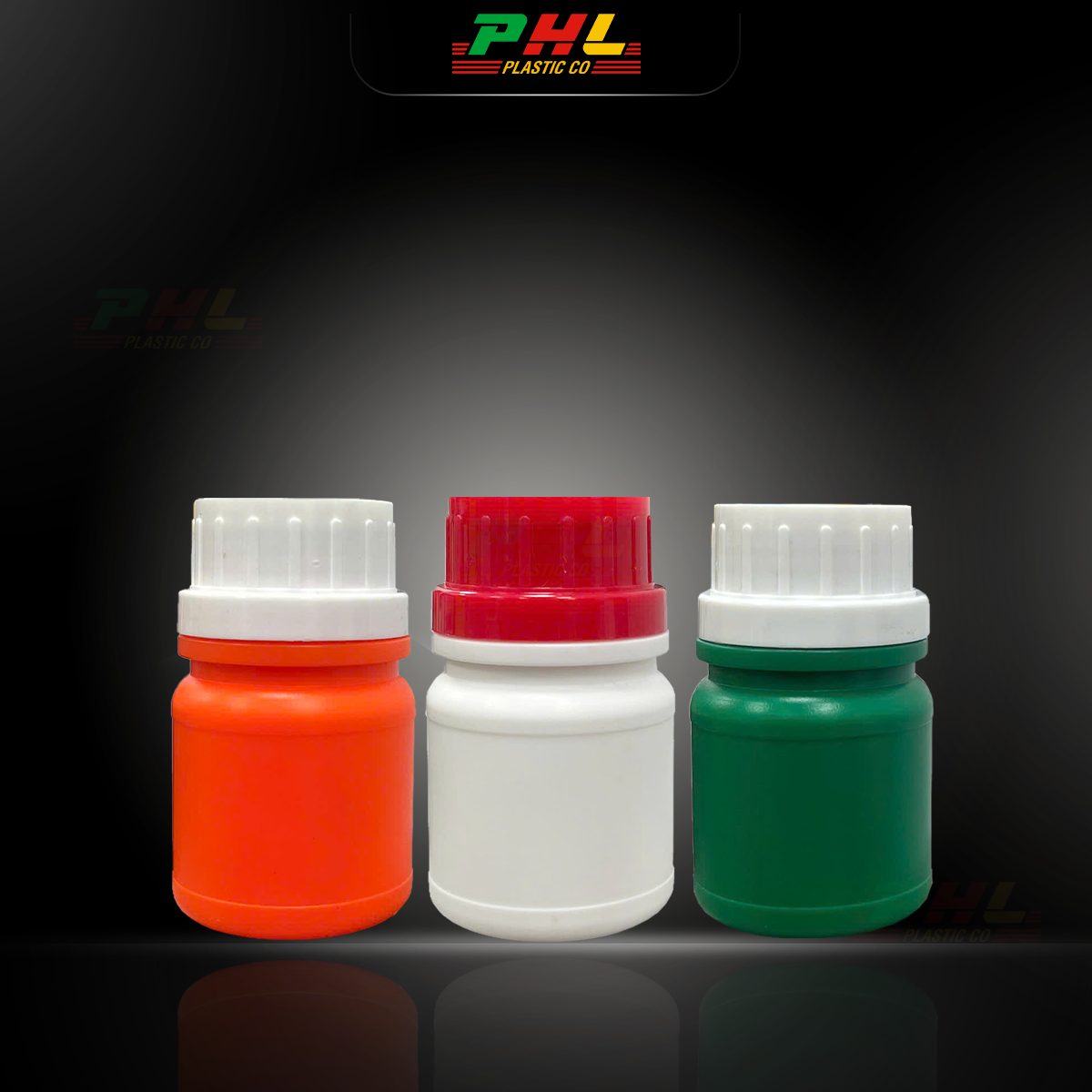 HDPE/COEX Bottle 50mL ø33mm Round, Double Ridges - White