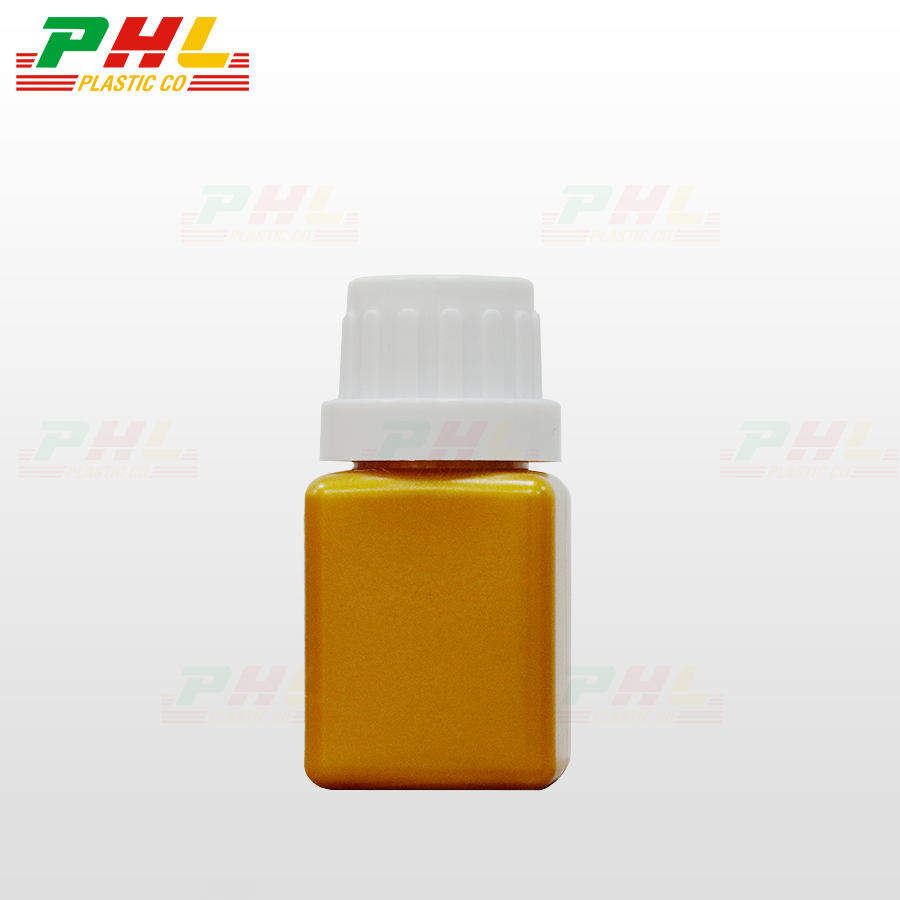 Chai HDPE/COEX 25mL ø21mm Vuông - Metallic Gold