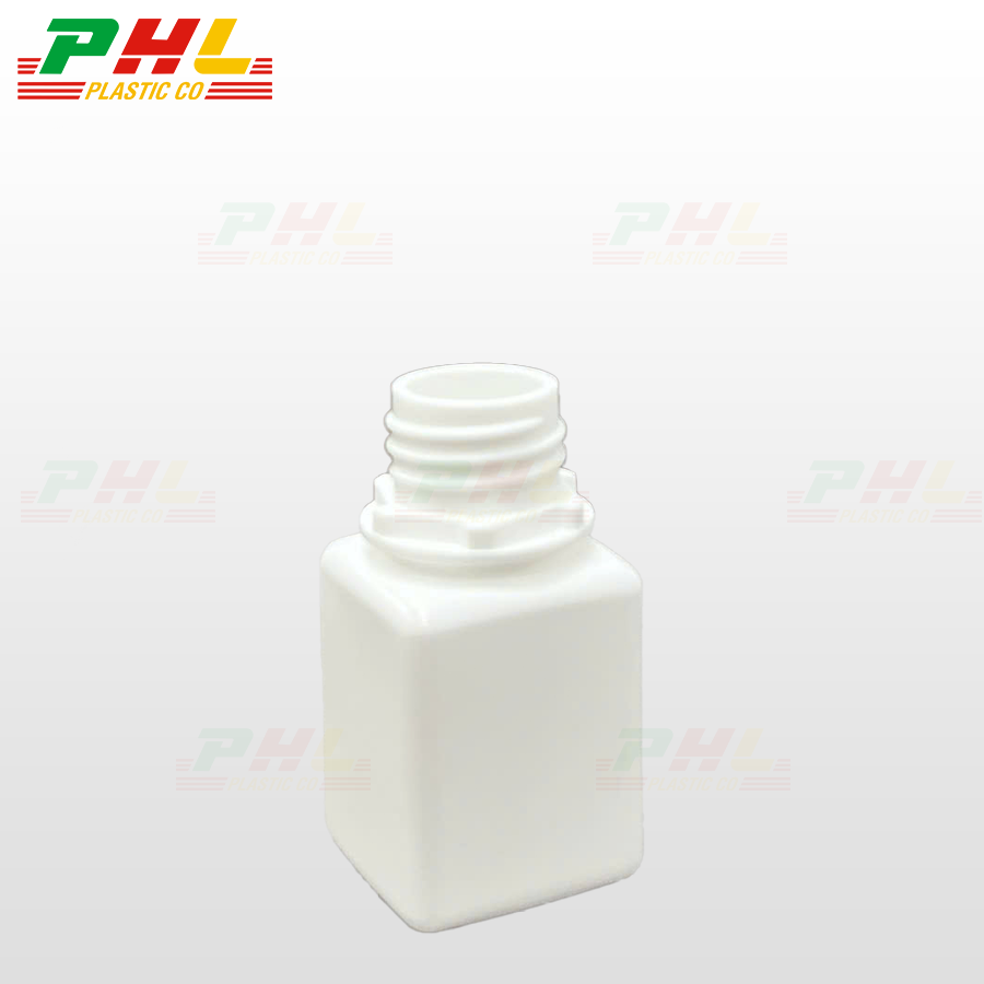 Chai HDPE/COEX 25mL ø21mm Vuông - Trắng Sữa