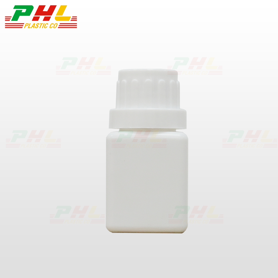 Chai HDPE/COEX 25mL ø21mm Vuông - Trắng Sữa