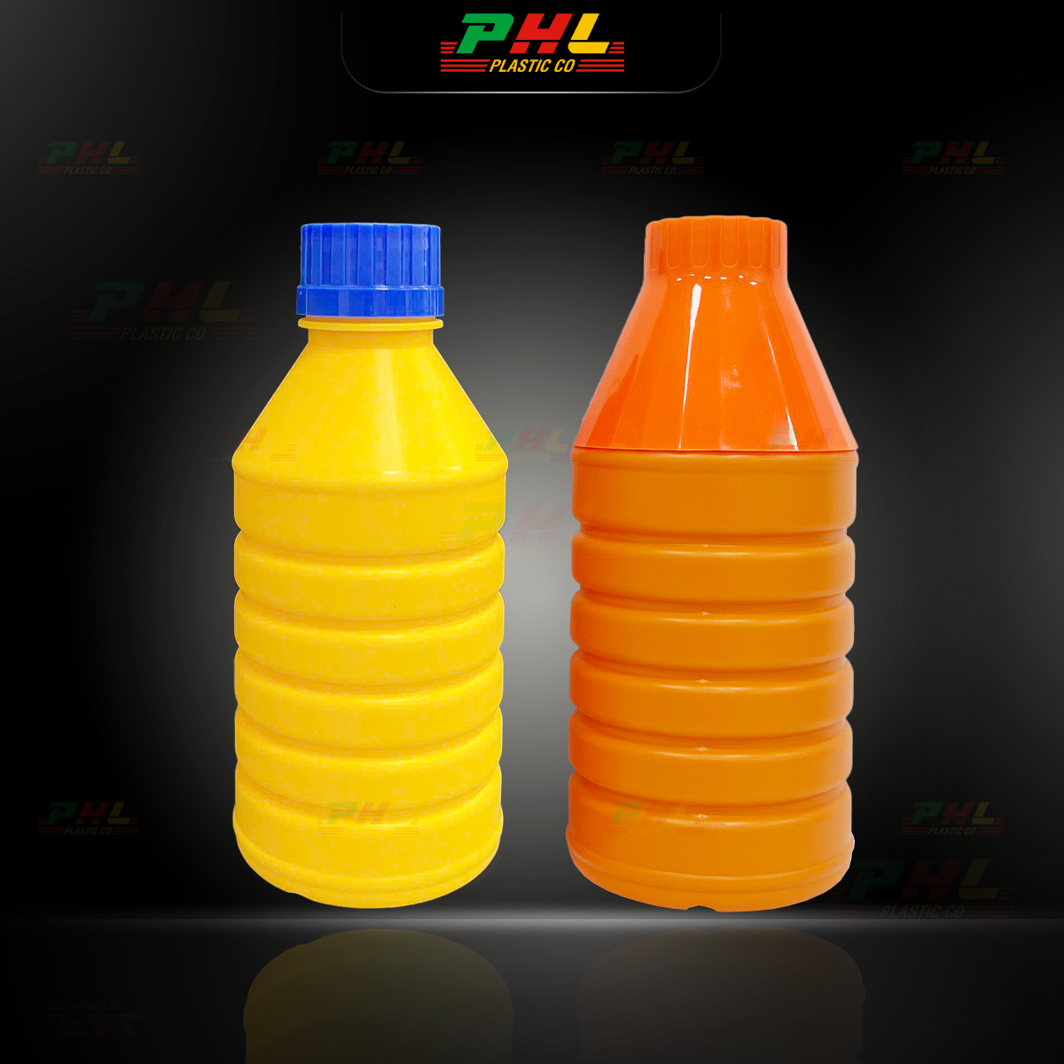 Chai HDPE/COEX 500mL ø34mm Tròn Gân Vai Xuôi - Cam
