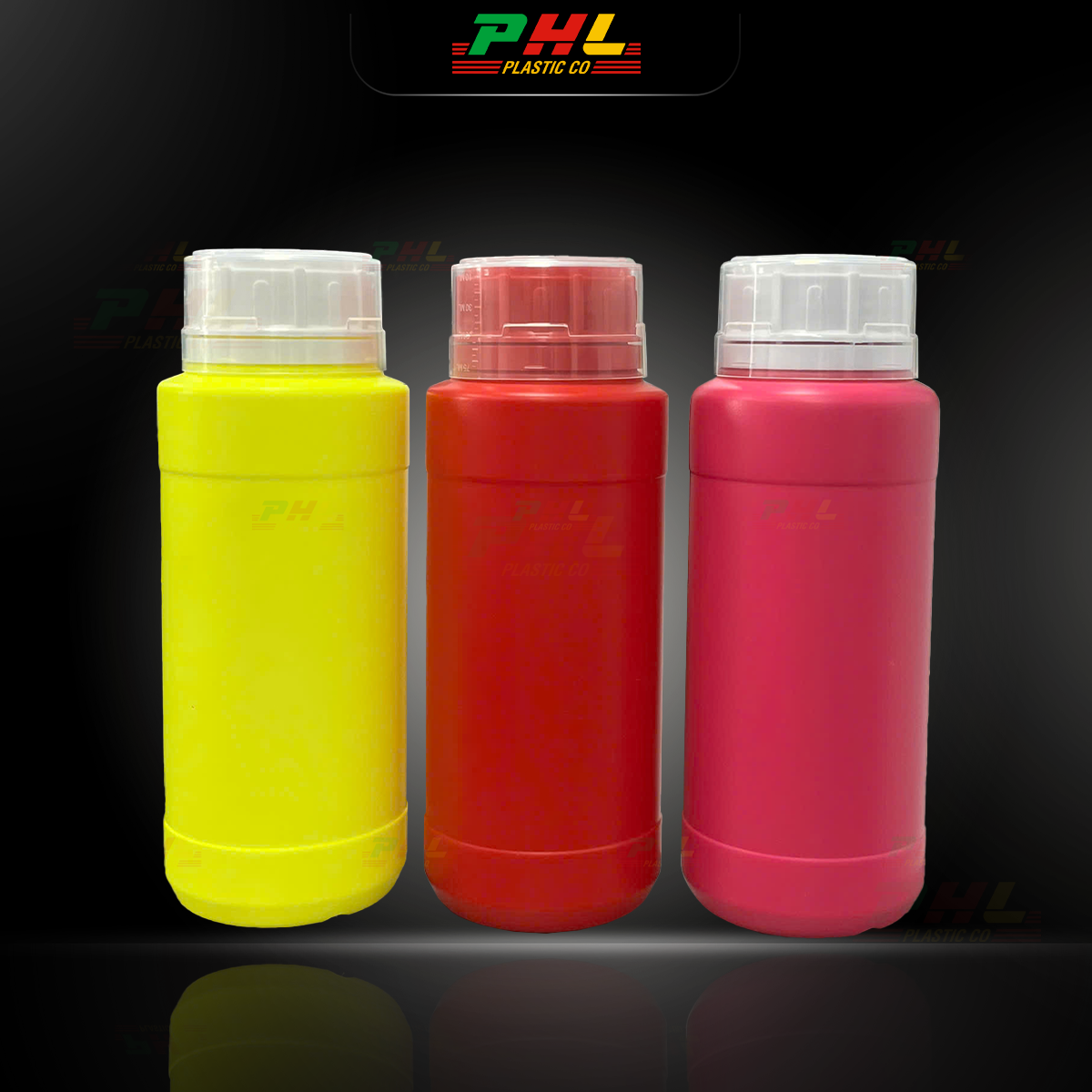Chai HDPE/COEX 500mL ø50mm Tròn Hai Gờ - Đỏ