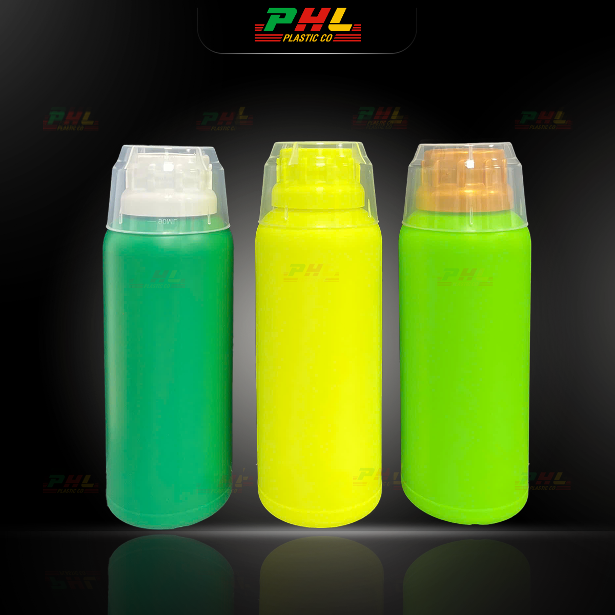 Chai HDPE/COEX 500mL ø38mm Tròn Một Gờ - Vàng Neon