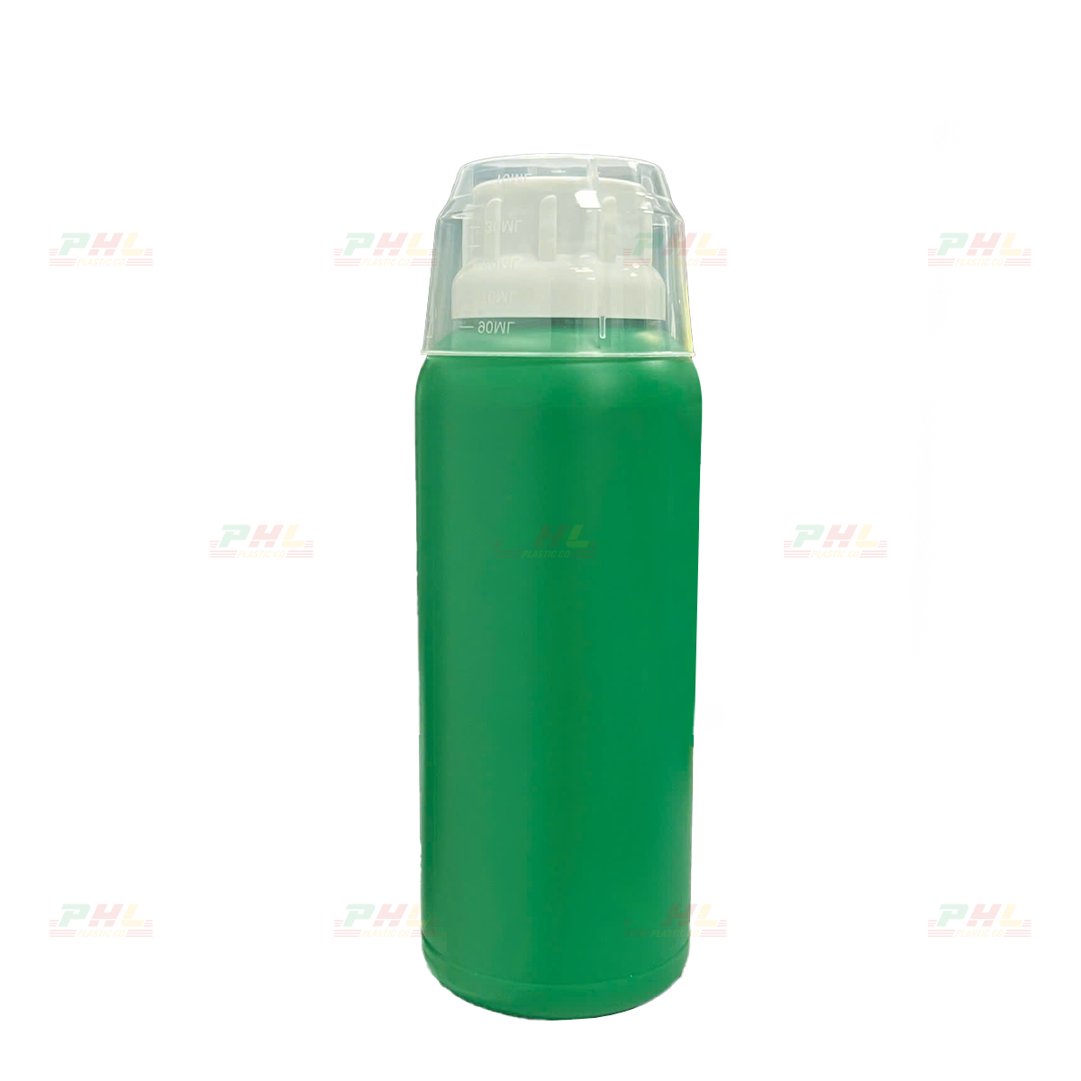 Chai HDPE/COEX 500mL ø38mm Tròn Một Gờ - Xanh Lá