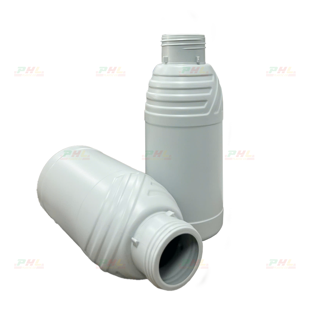 HDPE/COEX 500mL ø42.5mm Round Ribbed Shoulder Bottle - Grey