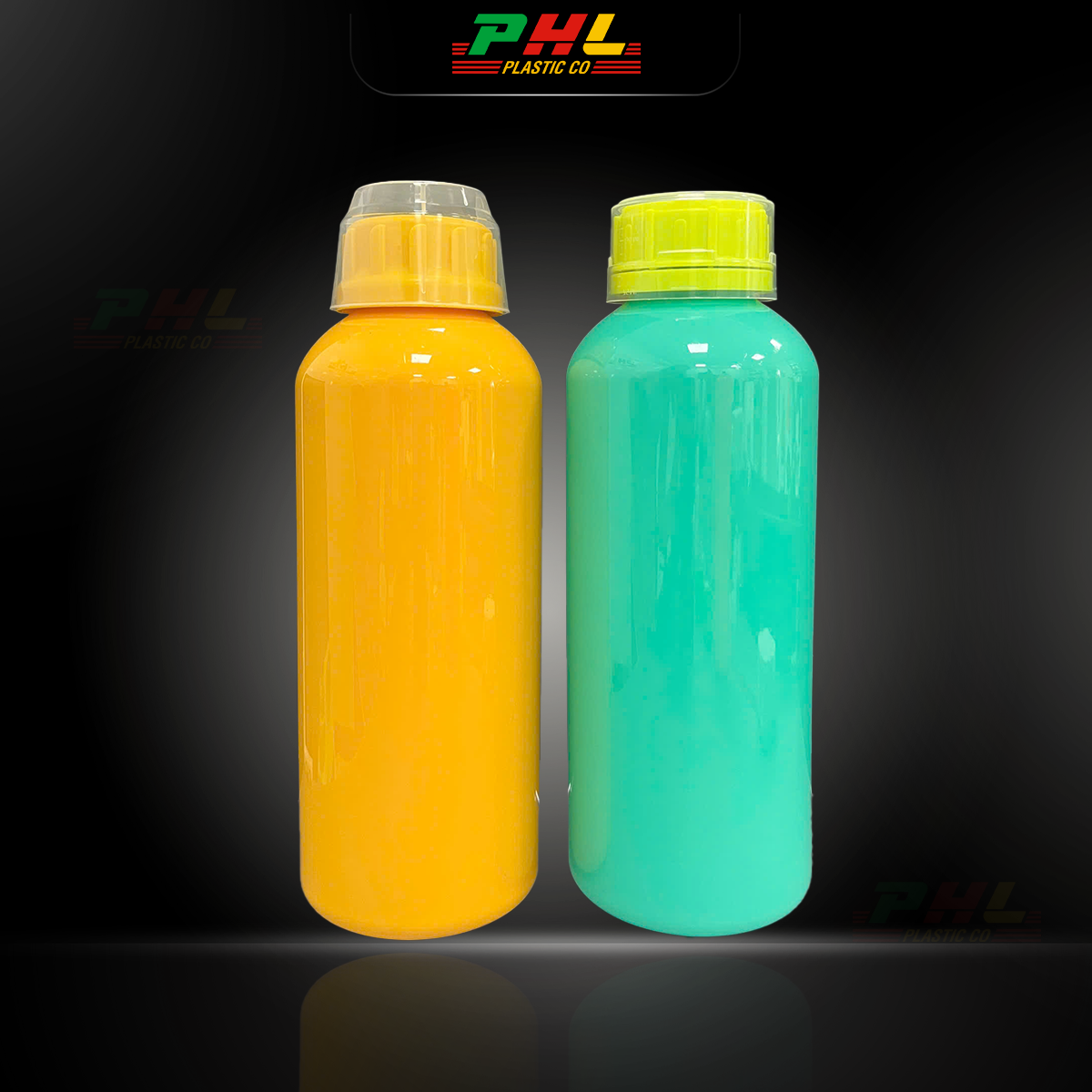 Chai PET 1000mL (1Lit) ø50mm Tròn - Xanh Tiffany