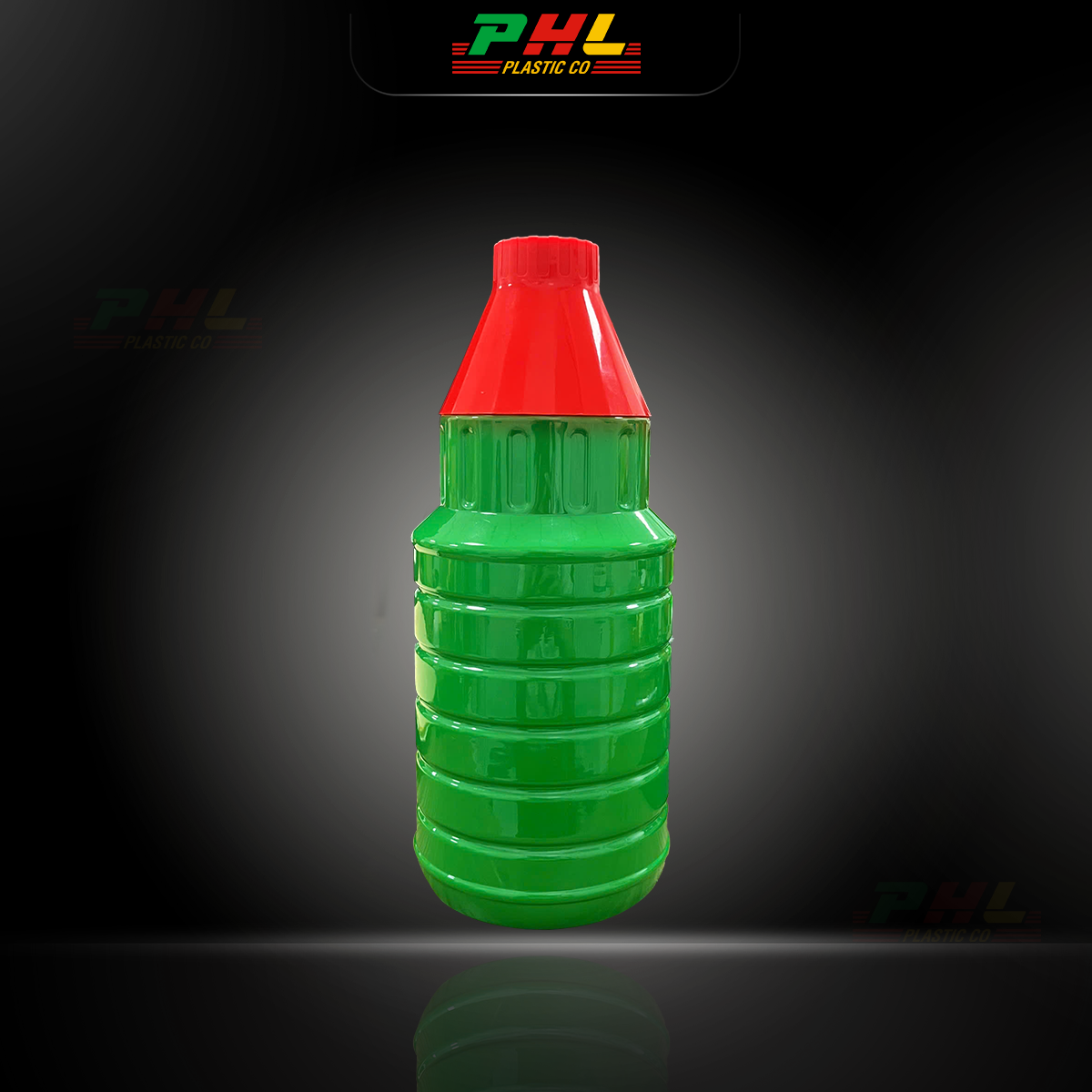 Chai PET 1000mL (1Lit) ø34mm Tròn Gân Vai Xuôi B40 - Xanh Lá