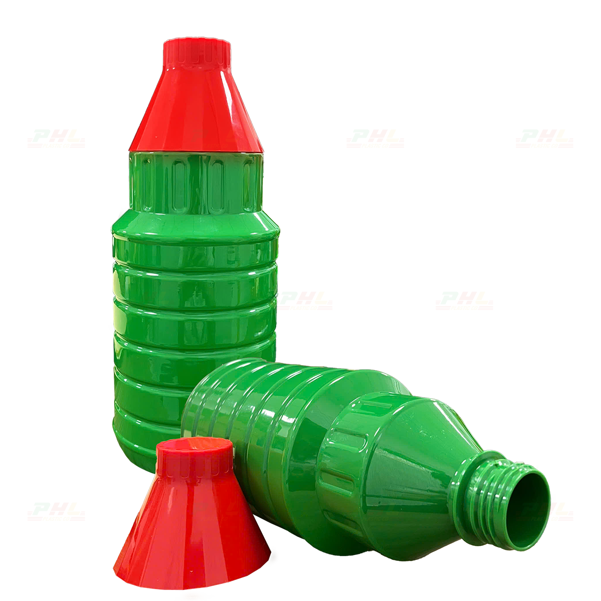 Chai PET 1000mL (1Lit) ø34mm Tròn Gân Vai Xuôi B40 - Xanh Lá