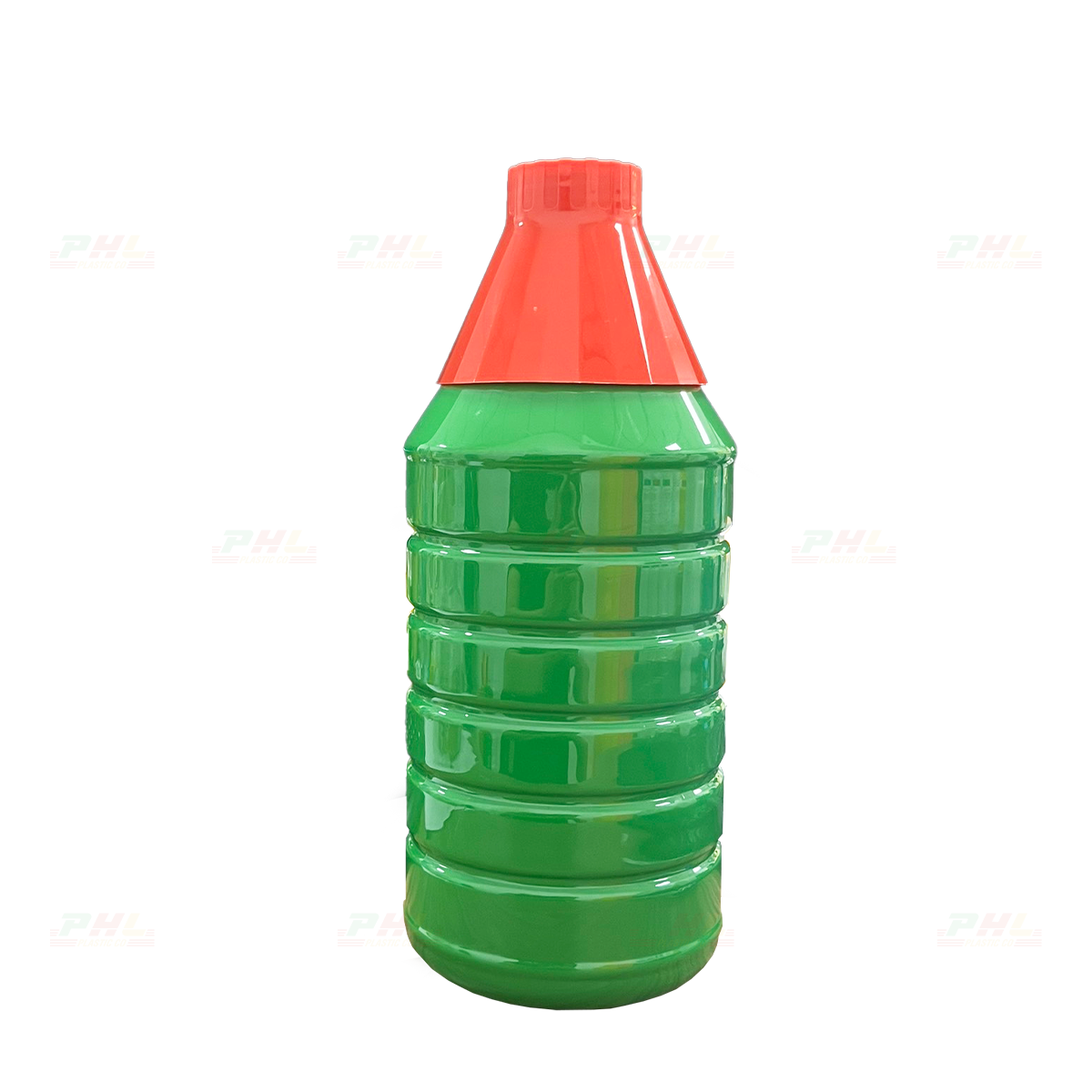 Chai PET 1000mL (1Lit) ø34mm Tròn Gân Vai Xuôi - Xanh Lá