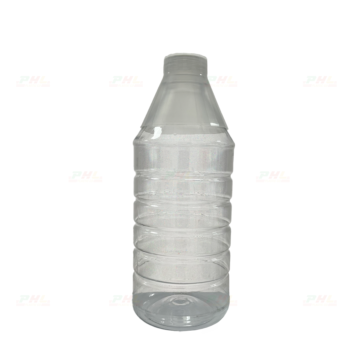 Chai PET 1000mL (1Lit) ø34mm Tròn Gân Vai Xuôi - Trong