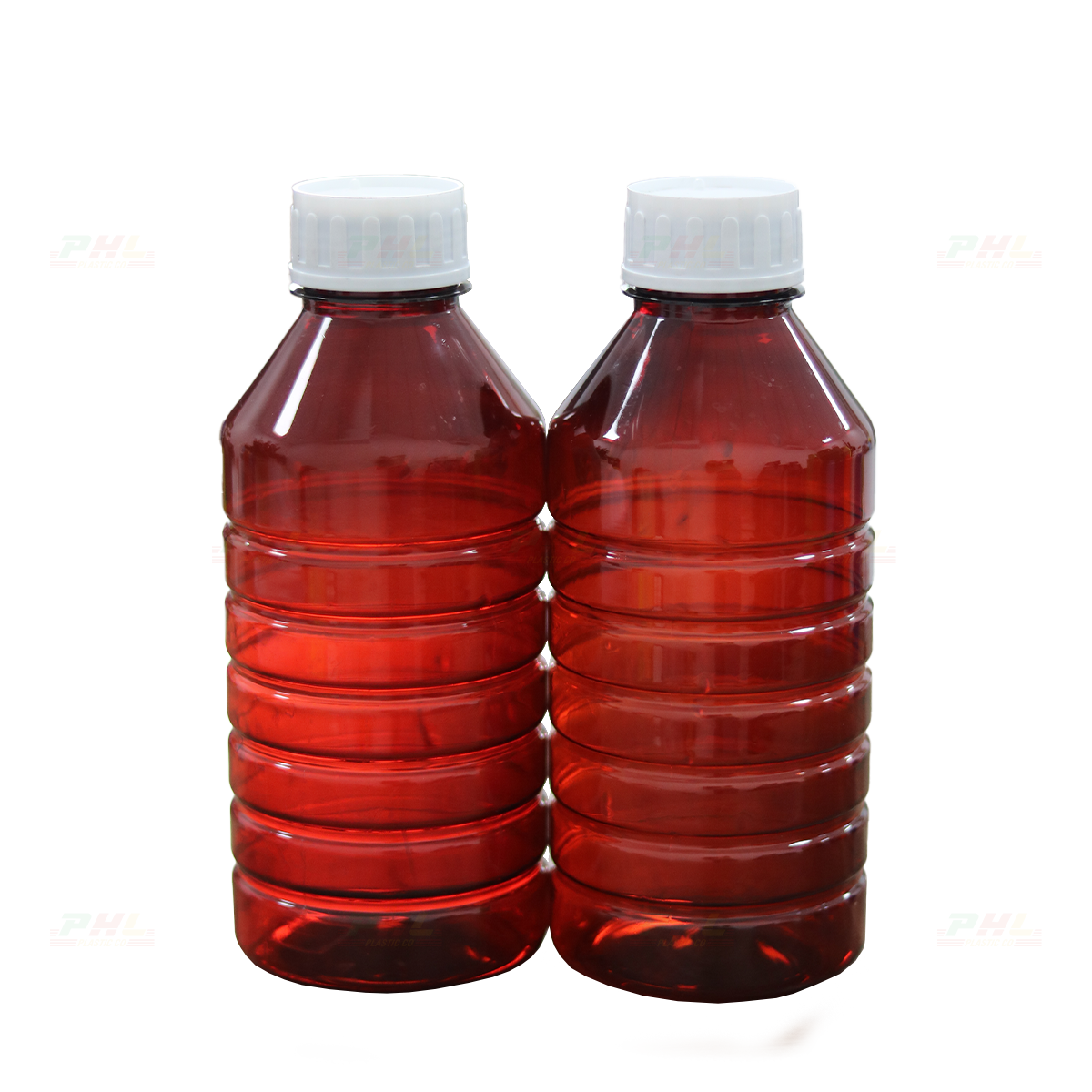 Chai PET 1000mL (1Lit) ø45mm Tròn Gân Vai Xuôi - Nâu Gián