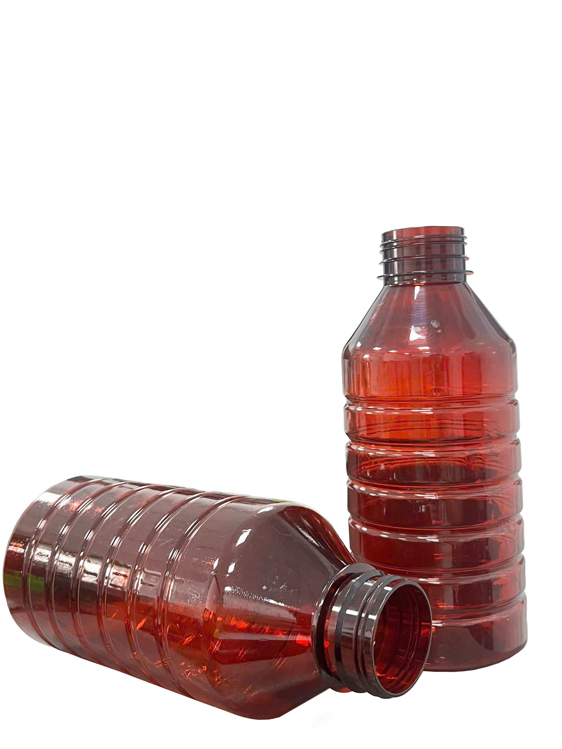 Chai PET 1000mL (1Lit) ø45mm Tròn Gân Vai Xuôi - Nâu Gián