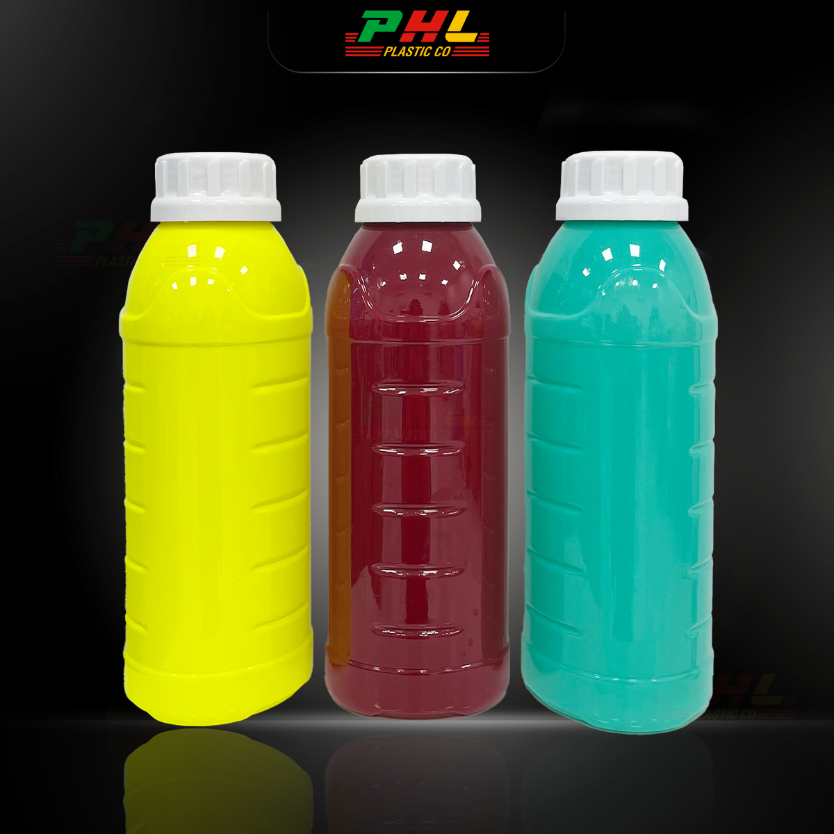 Chai PET 1000mL (1Lit) ø50 Tam Giác - Đỏ Đậm