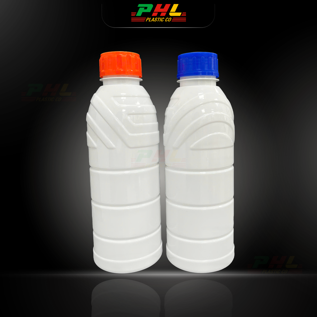 Chai PET 1000mL (1Lit) ø45mm Tròn Vai Gân - Trắng Sữa