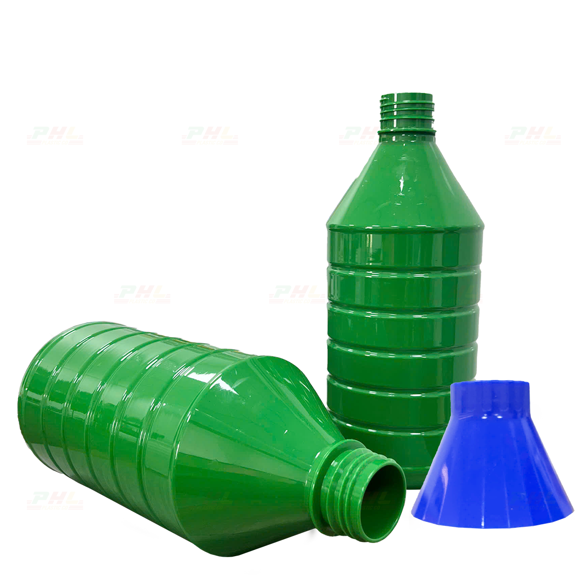 Chai PET 1000mL (1Lit) ø34mm Tròn Gân Vai Xuôi - Xanh Lá