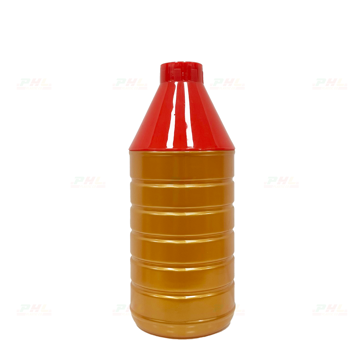 Chai PET 1000mL (1Lit) ø34mm Tròn Gân Vai Xuôi - Vàng Đồng
